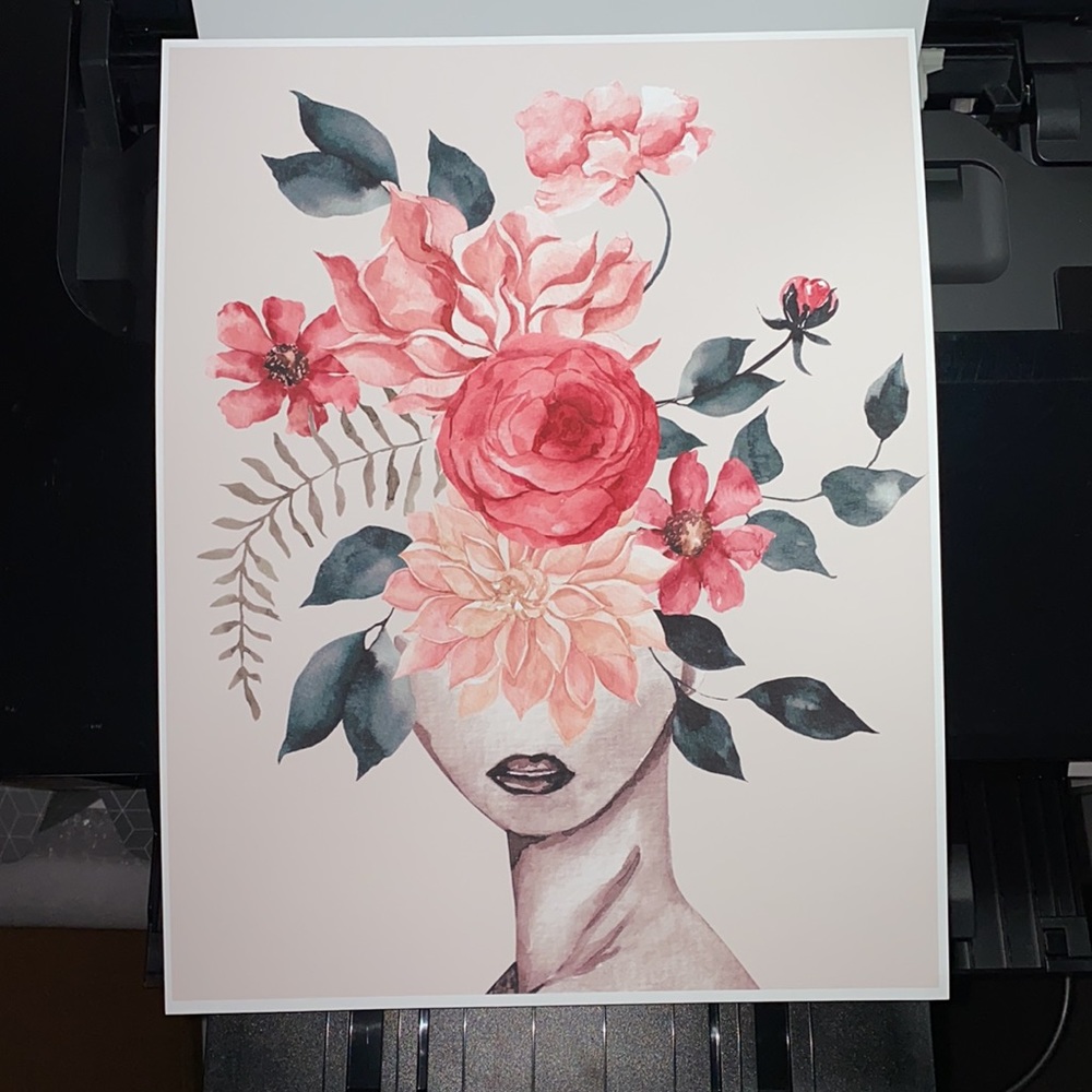 Watercolor Floral Woman Portrait Wall Art Illustration Print Poster Unframed - Picture 16 of 17